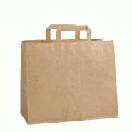 Sac traiteur kraft brun poignées plates 32x16x29cm - par 50
