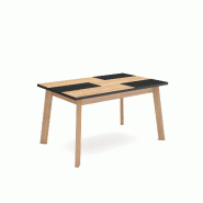 SKRAUT HOME Table à manger, 140, Pour 6 personnes, Pieds en bois, Chêne et noir - beige Bois manufacturé 405_6
