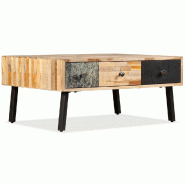 VidaXL Table basse Teck de récupération massif 90x65x40 cm  Modèle Atlas Office Métal - 245404XL