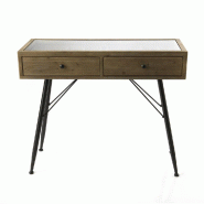 Console vitrine en bois avec 2 tiroirs à compartiments 102x42xH85 cm