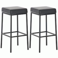 Décoshop26 - Lot de 2 tabourets de bar avec repose-pieds design simple hauteur 85 cm en PVC noir et métal noir 10_0004381 - noir 3000252074832 Décoshop26 - Lot de 2 tabourets de bar avec repose-pieds design simple hauteur 85 cm en PVC noir et métal noir 10_0004381 - noir 3000252074832