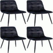 Décoshop26 - Lot de 4 chaises de salle à manger coutures décoratives carrées en tissu velours noir pieds métal noir 10_0001776 - noir métal 3000