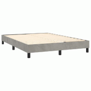 Décoshop26 - Sommier à lattes sur pieds cadre de lit 140x200 cm tissu velours gris clair TDL0207189 - gris 3001171488007