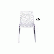 Diademe - lot de 6 chaises empilables - polycarbonate plein - cristal