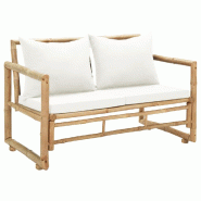 Helloshop26 - Canapé de jardin à 2 places avec coussins 115 x 65 x 72 cm bambou - Bambou 3000650947769