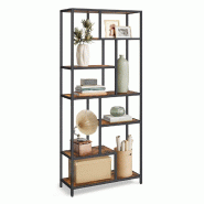 Helloshop26 - Étagère de rangement à 6 niveaux bibliothèque sur pieds meuble de rangement design 30 x 80 x 180 cm pour bureau salon 12_0005703 - 3