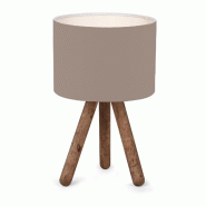 Helloshop26 - Lampe de bureau preston E27 hauteur 33 cm bois naturel / sable  03_0007399 - Bois massif 3001879482727