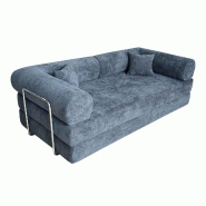 Oviala Business Oviala Canapé convertible 2 places en tissu avec coussins Bleu foncé - bleu textile 114209