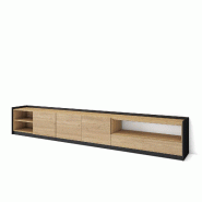 SKRAUT HOME Meuble TV, Banc Télé, 310x50x37 cm, Pour les TV jusqu'à 80", Meubles de salon, Chêne et noir - beige Bois manufacturé 687_17