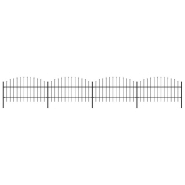 Vidaxl clôture de jardin à dessus en lance acier (0,75-1)x6,8 m noir 277715