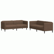 VidaXL Ensemble de canapés 2 pcs marron tissu Modèle Lermontia - 3209246