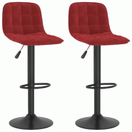 VidaXL Tabourets De Bar Lot De 2 Rouge Bordeaux Velours - rouge 333997