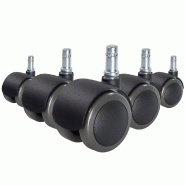 5x roulettes freinées pour sols durs ROLO FIX 10mm / 50mm zinc moulé (lot de 5) hjh OFFICE - noir multi-matériau 619023
