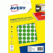 AVERY Lot de 5 Etui de 960 pastilles adhésives, diamètre 15 mm, coloris vert (10 feuilles / cdt) - 5014702026584