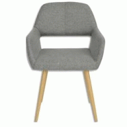 Chaise fixe en tissu, pieds en métal imitation bois - gris 5305535 Chaise fixe en tissu, pieds en métal imitation bois - gris 5305535