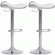 CLP Lot de 2 Tabourets de bar Shanghai en Similicuir Blanc - blanc polyester 101582802 CLP Lot de 2 Tabourets de bar Shanghai en Similicuir Blanc - blanc polyester 101582802