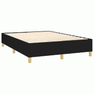 Décoshop26 - Sommier à lattes sur pieds cadre de lit 140x200 cm tissu noir TDL0207015 - noir 3001154088002