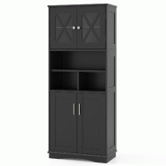 Helloshop26 - Armoire de salle de bain 60 x 30 x 145 cm lot de 2 armoires ouvertes pratiques style moderne en mdf noir 20_0010277 - vert Bois manufact Helloshop26 - Armoire de salle de bain 60 x 30 x 145 cm lot de 2 armoires ouvertes pratiques style moderne en mdf noir 20_0010277 - vert Bois manufact