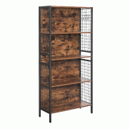 Helloshop26 - Bibliothèque étagère de rangement 4 niveaux pour livres et objets de décoration cadre en acier stable avec crochets en 12_0004247 -