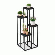 Helloshop26 - Étagère à plantes en escalier pour salon véranda 100 x 40 x 40 cm design noir en acier noir 13_0010956 - noir Bois manufacturé 3000