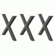 Helloshop26 - Lot de 3 pieds de table à manger en X 90 x 72-73 cm avec niveleurs ajustables style moderne en acier anthracite 02_0057268 - acier 3000