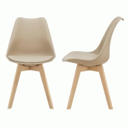 LOT DE 2 CHAISES DE SALLE À MANGER SCANDINAVE SIÈGE CUISINE PLASTIQUE SYNTHÉTIQUE HÊTRE 81 CM BEIGE 03_0002767 LOT DE 2 CHAISES DE SALLE À MANGER SCANDINAVE SIÈGE CUISINE PLASTIQUE SYNTHÉTIQUE HÊTRE 81 CM BEIGE 03_0002767