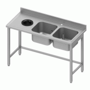 Plonge avec trou vide dechets inox 2 bacs à droite sans étagère1800... - P931016180