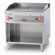 Redcook Fry-top gaz 1/2 rainuré 1/2 lisse chromé SUPERCHROME (Moca Approved), 2 zones de cuisson, inox, 80x90x90 cm, modèle FTLR-98GS - 2120