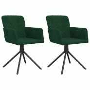 VidaXL Chaises pivotantes à manger lot de 2 Vert foncé Velours Modèle Renaissance Prestige - 344792