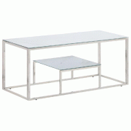 VidaXL Table basse argenté acier inoxydable et verre trempé Modèle Majesté Prestige - 350019