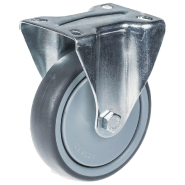 Roulette 125 mm 5" à bandage caoutchouc gris, fixe et robuste, capacité de 130 kg Roulette 125 mm 5" à bandage caoutchouc gris, fixe et robuste, capacité de 130 kg