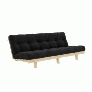 BANQUETTE CONVERTIBLE FUTON LEAN PIN COLORIS CHARBON COUCHAGE 130*190 CM.