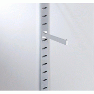 Bras droit L38cm - tube rectangulaire chromé - pour fond rainuré et système d'agencement Zetawall