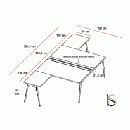 Bureau bench 2 personnes X3 - Officity - Blanc 9010, Blanc, 160 x 381,5 cm_1