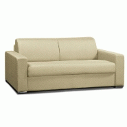 CANAPÉ CONVERTIBLE ALLURE MATELAS MÉMORY  20CM  LATTES 140CM CUIR VACHETTE BEIGE