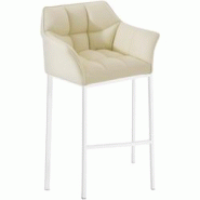 CLP Tabouret de bar Damaso en similicuir avec piétement quatre pieds Crème/Blanc - beige polyester 301780