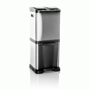 Collecteur de déchets / système de tri sélectif CLEAN VII 32L (2 x 8 L + 16 L) acier argenté hjh OFFICE - argenté acier 741100