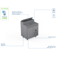 Comptoir réfrigéré en acier inoxydable - 800 × 660 × 900 mm - CSTV-80-10 Comptoir réfrigéré en acier inoxydable - 800 × 660 × 900 mm - CSTV-80-10