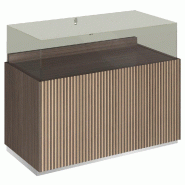 Comptoir T01 vitrine 4 Faces et MDF naturel+noyer foncé - 120x60x93cm_0