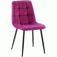 Décoshop26 - Chaise de salle à manger x1 coutures forme carrées en velours violet pieds en métal noir 10_0001968 - noir 3000250771573 Décoshop26 - Chaise de salle à manger x1 coutures forme carrées en velours violet pieds en métal noir 10_0001968 - noir 3000250771573