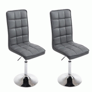 Décoshop26 - Lot de 2 chaises de salle à manger hauteur réglable en synthétique gris CDS10057 - gris 3000271840807 Décoshop26 - Lot de 2 chaises de salle à manger hauteur réglable en synthétique gris CDS10057 - gris 3000271840807