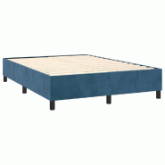 Décoshop26 - Sommier à lattes sur pieds cadre de lit 140x190 cm tissu velours bleu foncé TDL0207312 - bleu 3001183888000