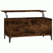 Décoshop26 - Table basse avec plateau relevable design rustique moderne 90 x 44,5 x 45 cm bois d'ingénierie marron et métal DEC038504 - marron mét