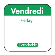 Etiquettes journalieres amovibles carrees 25x25 haccp vendredi Etiquettes journalieres amovibles carrees 25x25 haccp vendredi