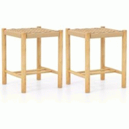Helloshop26 - Ensemble de 2 tabourets de bar de 45 cm cadre en bois de caoutchouc et siège en papier tissé tabouret sans dossier 20_0006724 - 300020 Helloshop26 - Ensemble de 2 tabourets de bar de 45 cm cadre en bois de caoutchouc et siège en papier tissé tabouret sans dossier 20_0006724 - 300020