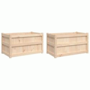 Helloshop26 - Jardinière bac lit surélevé plantes fleurs jardin terrasses lot de 2 bois de pin massif marron 02_0039047 - 3000218001919 Helloshop26 - Jardinière bac lit surélevé plantes fleurs jardin terrasses lot de 2 bois de pin massif marron 02_0039047 - 3000218001919