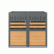Merax cache-poubelle, 132 x 80 x 125 cm, gris - gris métal OT7704S_0