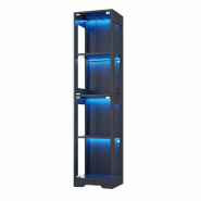 Merax Vitrine LED en verre 40 x 35 x 160 cm avec 3 couleurs de lumière, capteur et commande tactile, côtés en acrylique, 4 niveaux et protection -