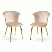 RATTATAN Lot de 2 chaises d’intérieur en velours avec pieds en métal, élégantes pour cuisine, salle à manger, bars et restaurants – LIVIA –