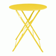 Table ronde pliable d'intérieur et extérieur (Ø)600 mm, en acier jaune PERTH